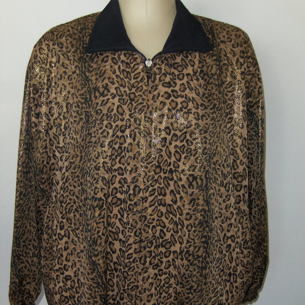 Carina Women's Animal Print Reversible Black Jacket 20W